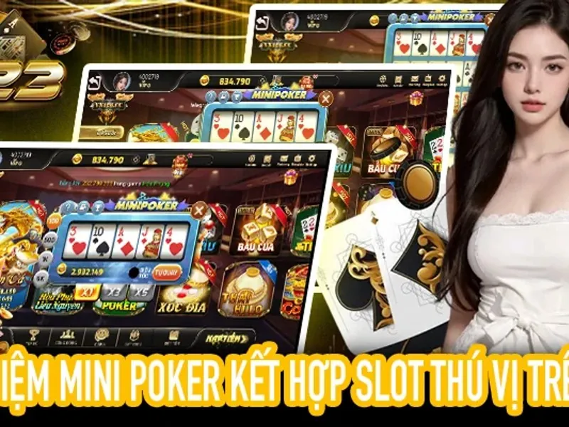 Bàn chơi Blackjack với người chia bài và các lá bài của người chơi